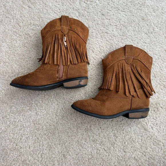 Cat & Jack Brown Fringe Ankle Boots - Picture 3 of 5